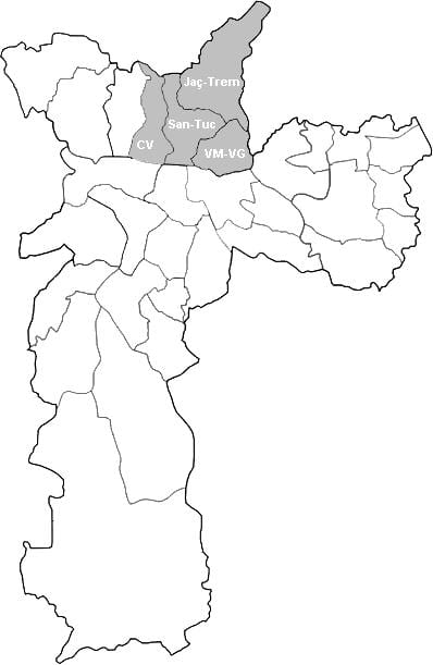 মানচিত্র জোন Nordeste, সাও পাওলো