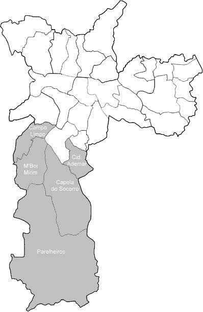 মানচিত্র জোন Sul সাও পাওলো