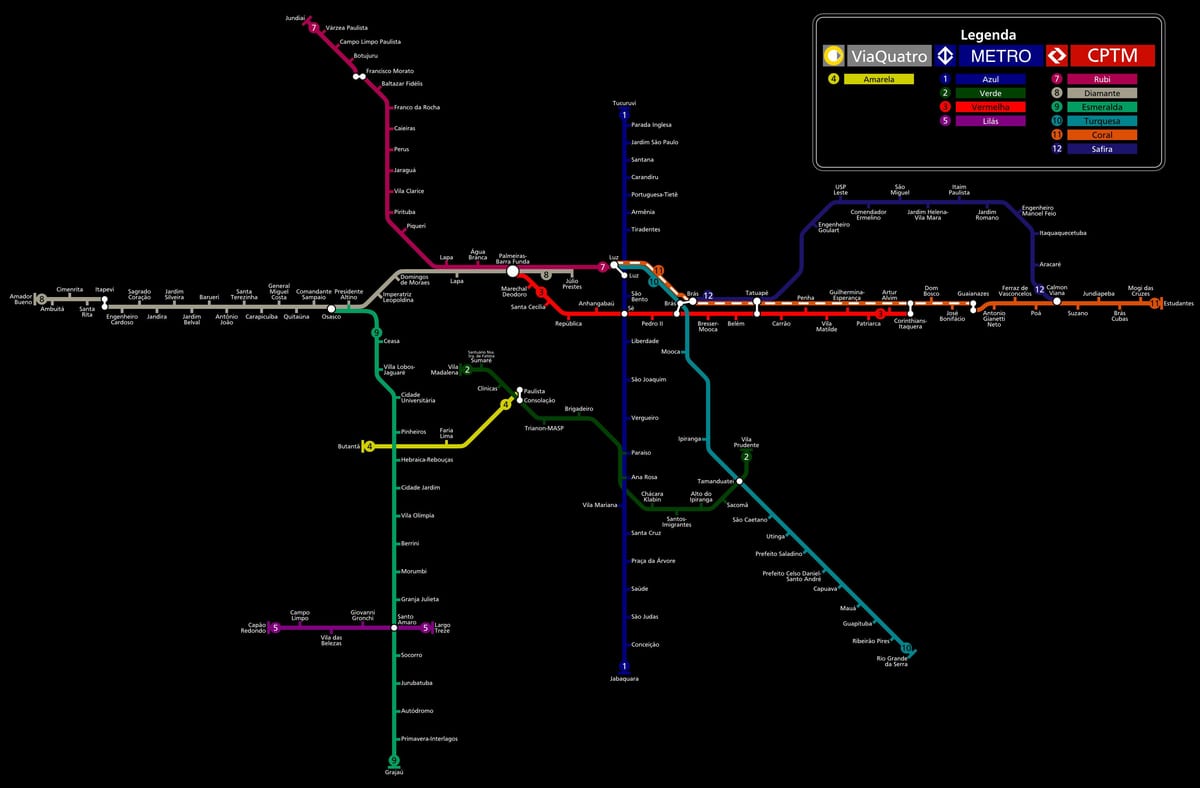 মানচিত্র সাও পাওলো মেট্রো CPTM