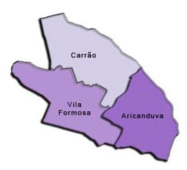 মানচিত্র Aricanduva-Vila Formosa, উপ-প্রিফেকচার