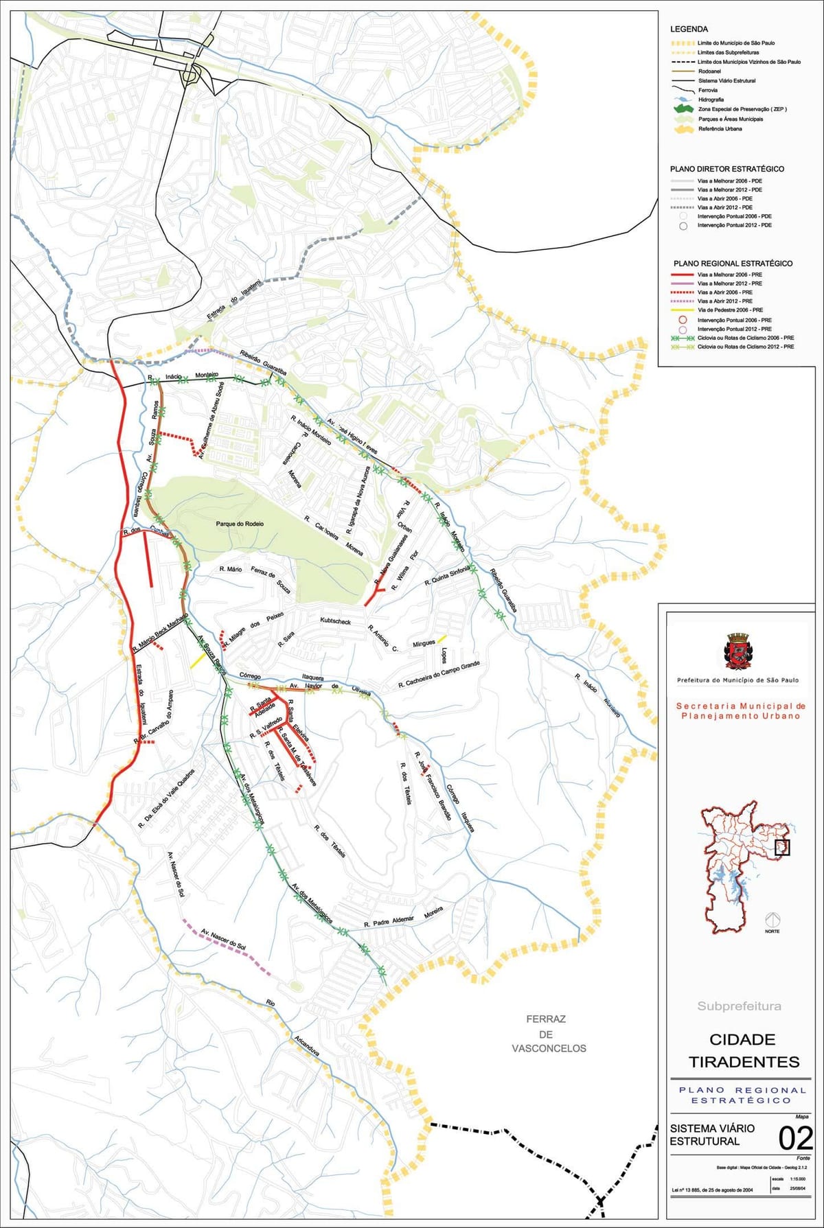 মানচিত্র এর Cidade Tiradentes, সাও পাওলো - সড়ক