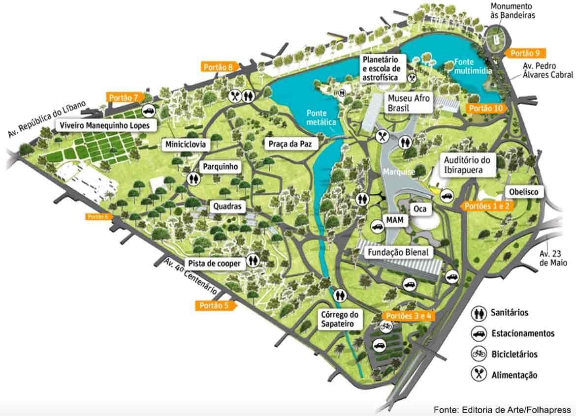 মানচিত্র Ibirapuera পার্ক, সাও পাওলো