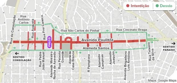 মানচিত্র এর Paulista এভিনিউ, সাও পাওলো