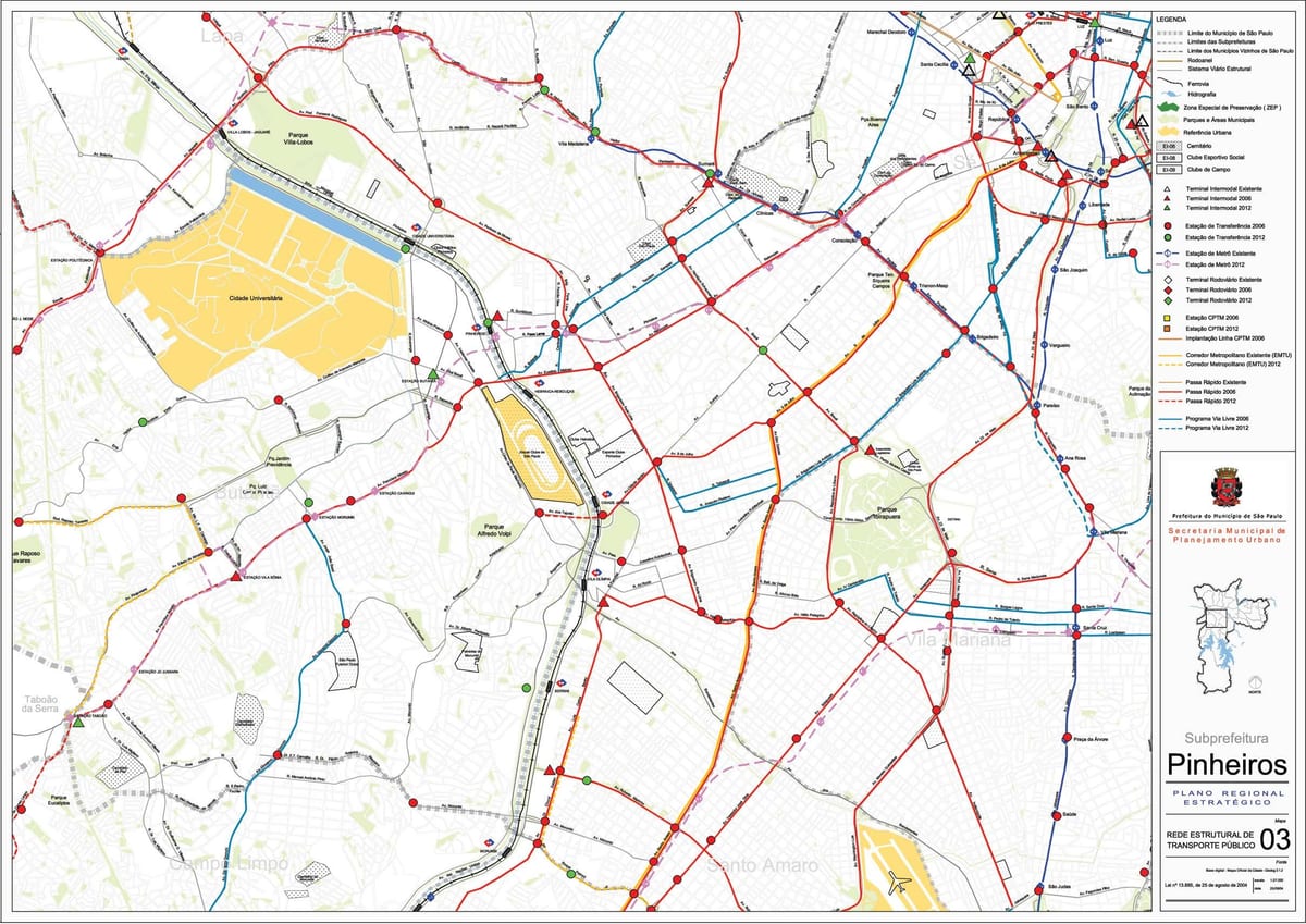মানচিত্র Pinheiros সাও পাওলো - পাবলিক transports