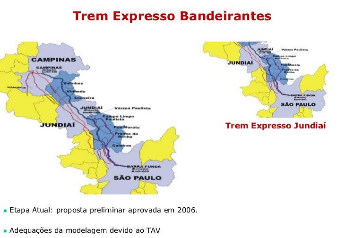 মানচিত্র সাও পাওলো Expresso Bandeirantes
