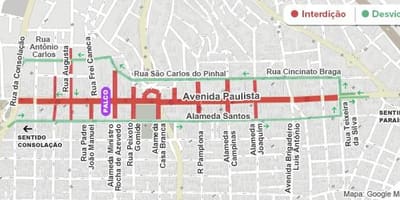 মানচিত্র এর Paulista এভিনিউ, সাও পাওলো